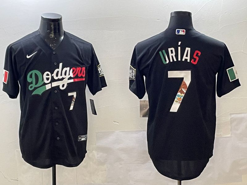 Men Los Angeles Dodgers 7 Urias Black Fashion 2025 Nike MLB Jersey style 7